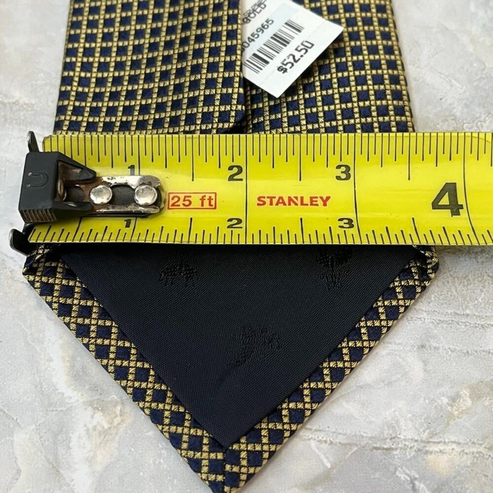 NWT Vintage Brook Brothers Makers Men's Silk Tie Gold Checkered - Picture 6 of 8